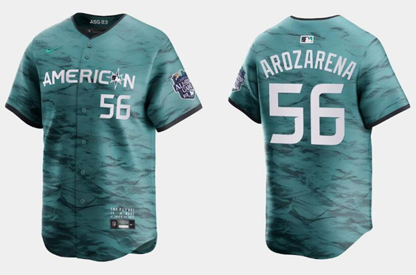 Men's Tampa Bay Rays #56 Randy Arozarena Teal 2023 All-star Cool Base Stitched Baseball Jersey
